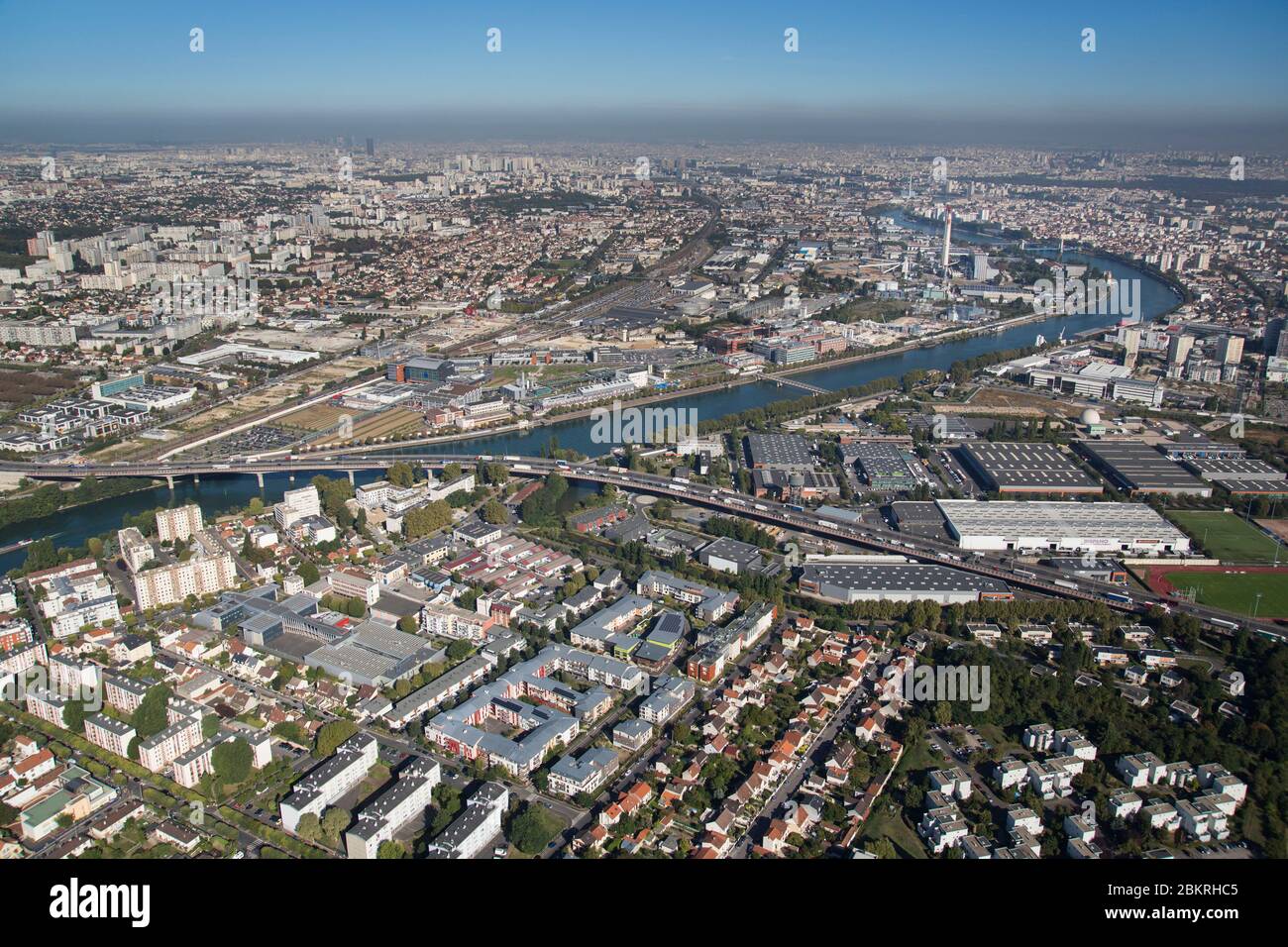 Frankreich, Val de Marne, Choisy le ROI, seine, Autobahn A86 (Luftaufnahme) Stockfoto