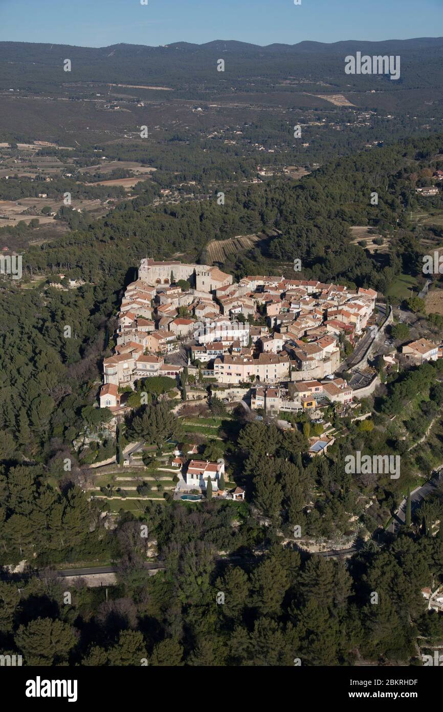 Frankreich, Var, Dorf Le Castellet (Luftaufnahme) Stockfoto