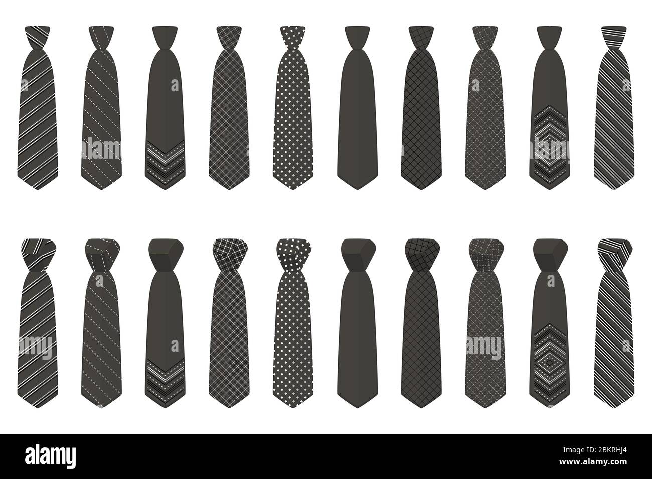 Abbildung auf Thema große Krawatten, Krawatten verschiedener Größe. Krawatte Muster bestehend aus Sammlung Kleidungsstücke Krawatte für celebrati Stock Vektor