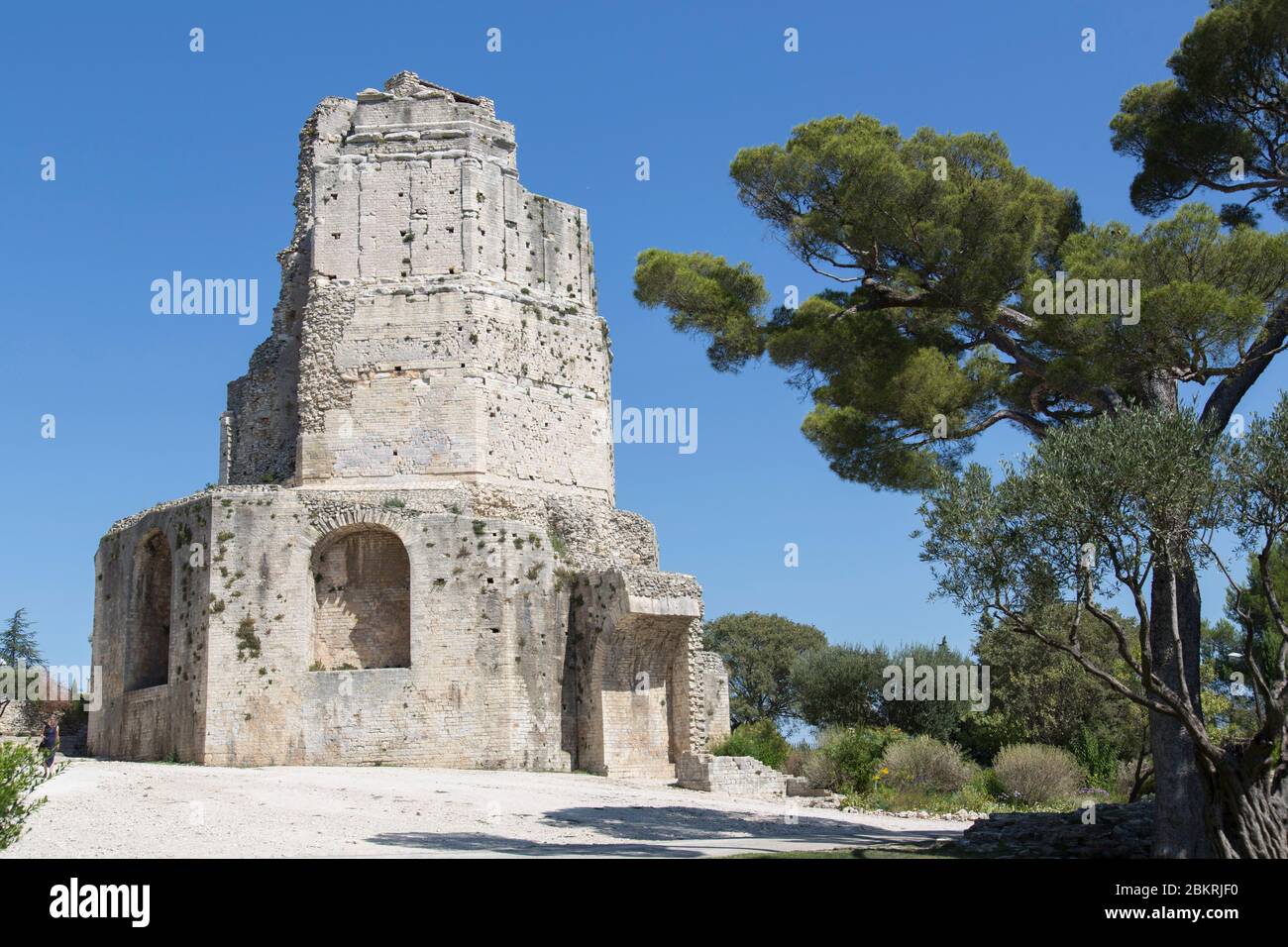 Frankreich, Gard, Nimes, la Tour Magne, Gallo Römische Stätte in den Gärten von La Fontaine auf Mont Cavalier Stockfoto