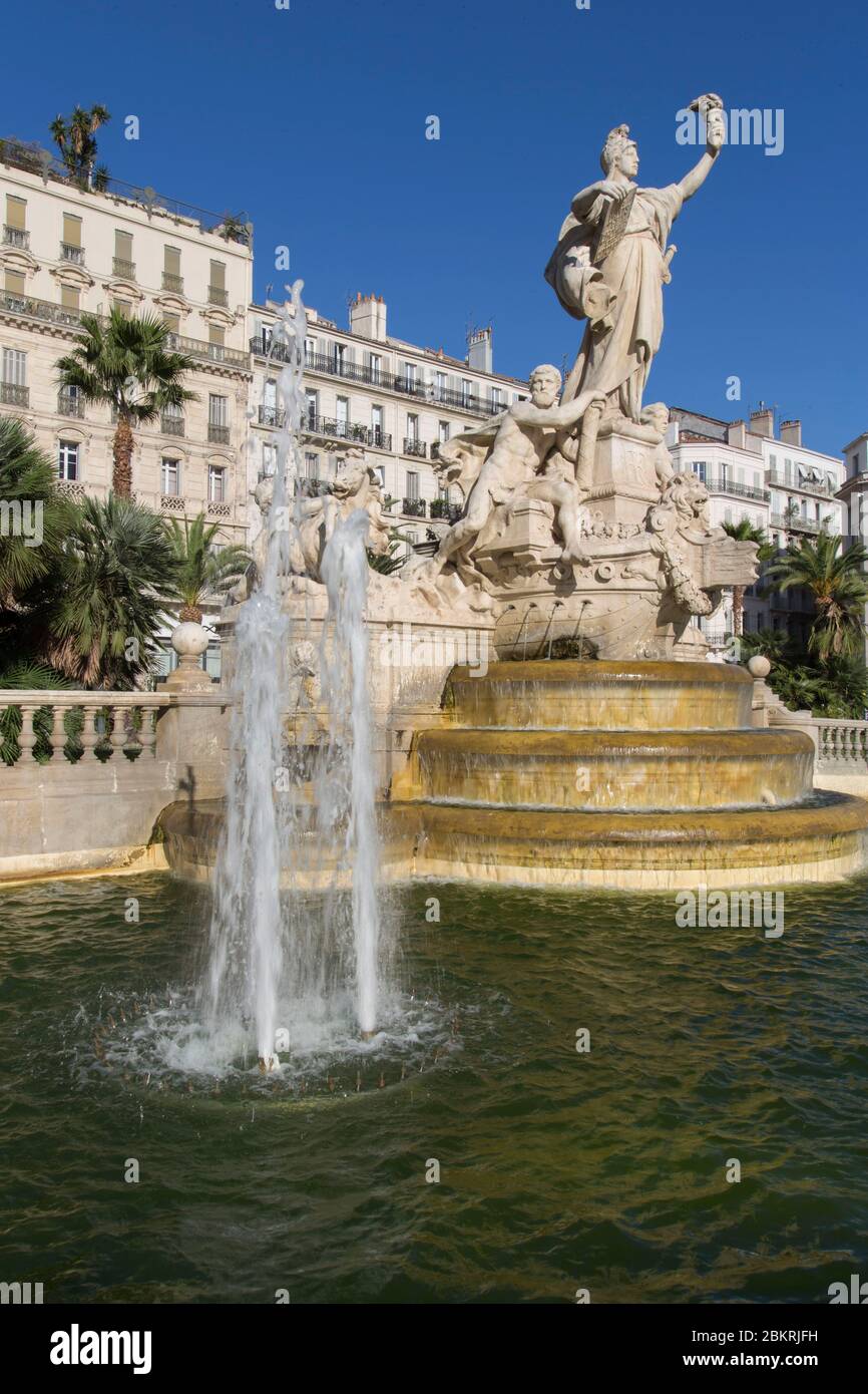Frankreich, Var, Toulon, Place de la Liberte, Federation Brunnen Stockfoto
