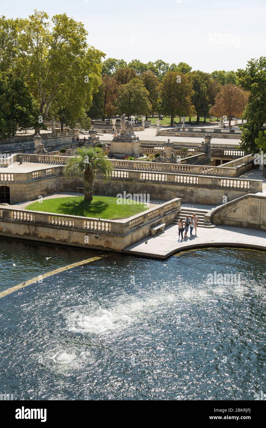 Frankreich, Gard, Nimes, Pools der Gärten des Brunnens, augusteum Stockfoto