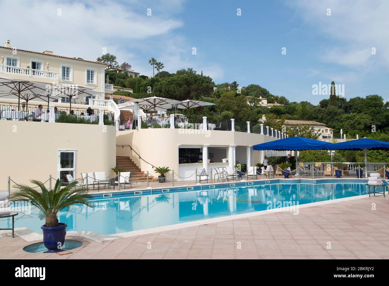Frankreich, Var, Gassin, Presqu'ile de Saint Tropez, Hotel Villa Belrose, 5 Sterne der Althoff Gruppe mit Blick auf die Bucht von Saint Tropez Stockfoto