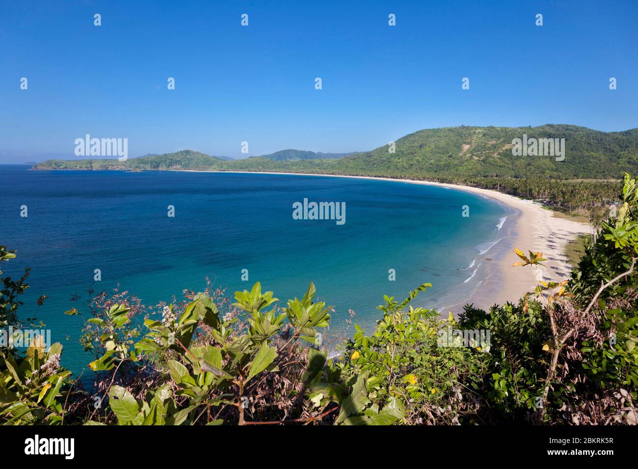 Philippinen, Palawan, El Nido, Bacuit Archipel, Calitang, Nacpan Strand Stockfoto