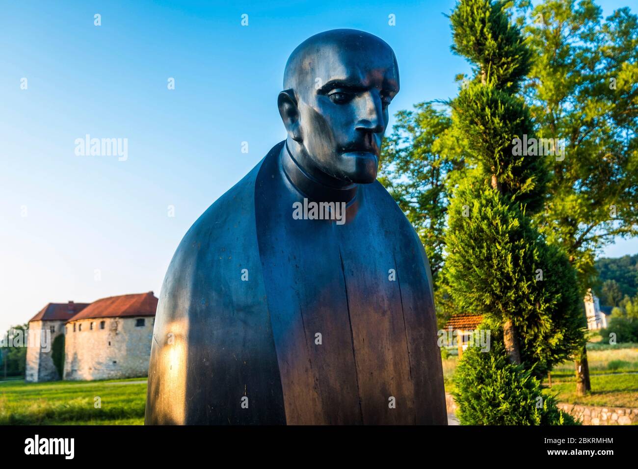Kroatien, Karlovac County, Ribnik, Statue von Juraj Krizanic, erster Pan-slawischer Missionar, predigt die Annäherung der russisch-slawischen und orthodoxen Kirchen Stockfoto