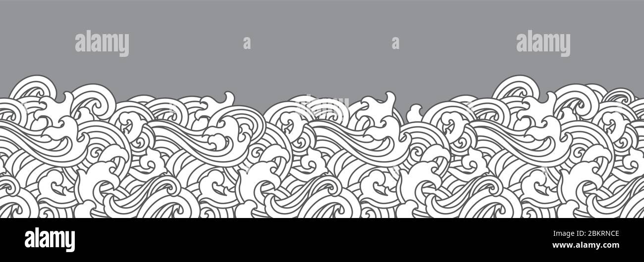 Japanische Welle nahtlose Tapete. Line Art Illustration für dekorieren Hintergrund-Vektor. Stock Vektor