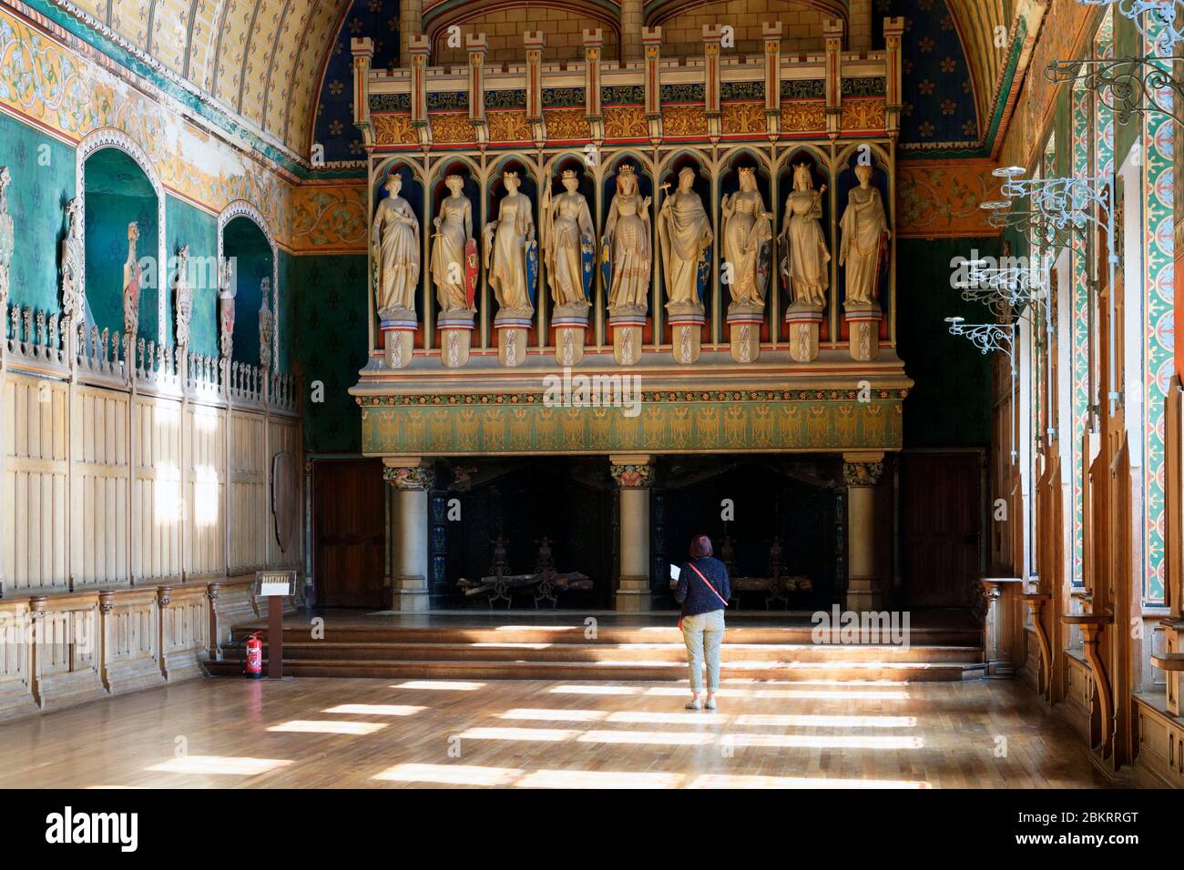 Frankreich, Oise, Pierrefonds, Pierrefonds Schloss im 14. Jahrhundert von Louis von Orleans gebaut und von Viollet le Duc im 19. Jahrhundert renoviert, der Worthies-Raum, Statuen der neun Präuses, die höfische Liebe darstellen Stockfoto