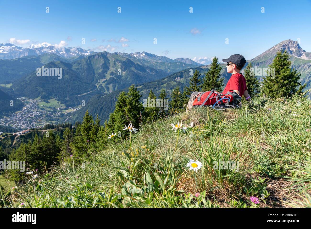 Frankreich, Haute Savoie, Massiv du Chablais, val d'Abondance, Aussichtspunkt auf CH'tel Stockfoto