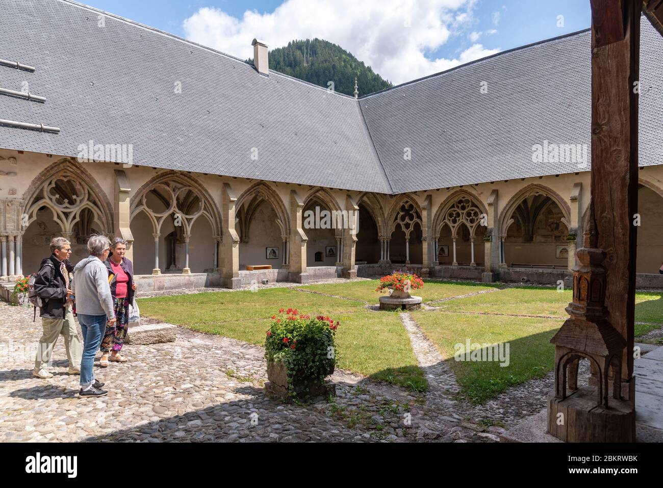 Frankreich, Haute Savoie, Tal der Abondance, Fülle, Abtei von Abondance, der Kreuzgang Stockfoto