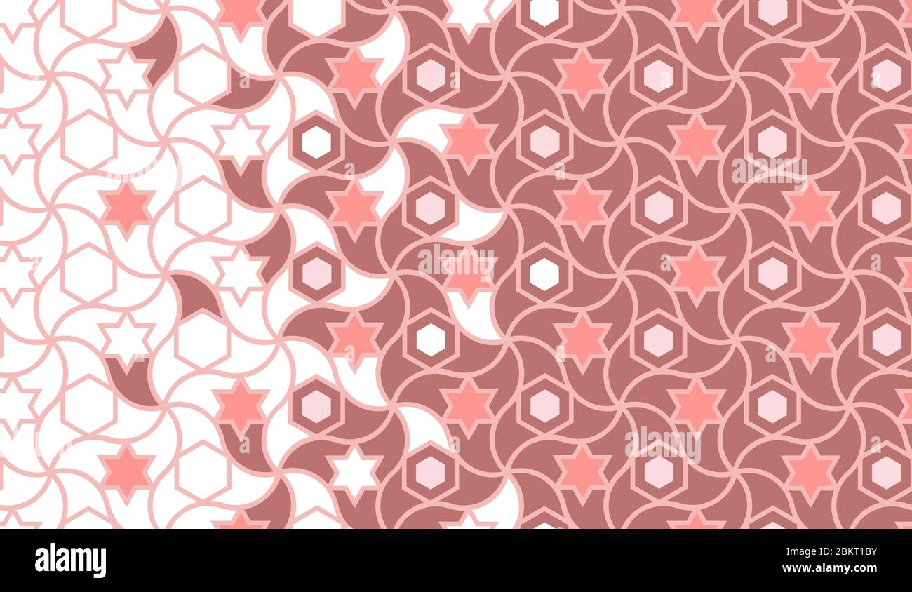 Islamische geometrische und Spitzen-Textur. Arabesque Koralle Vektor nahtlose Muster Stock Vektor