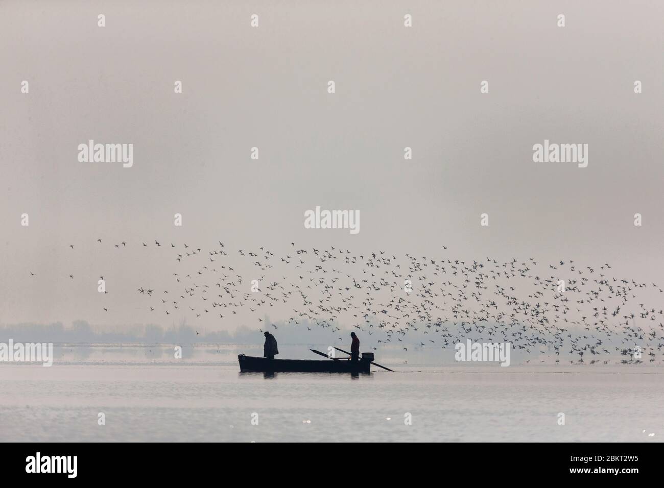 Griechenland, Mazedonien, See Kerkini, Fischerboot Stockfoto