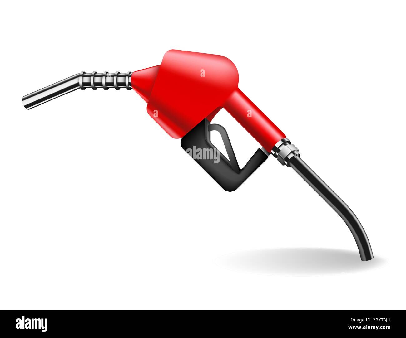 Rote Benzinpumpendüse isoliert auf weiß. Auto Betankung Ausrüstung Vektor-Illustration in realistischem Stil. Leistung und Energie Stock Vektor