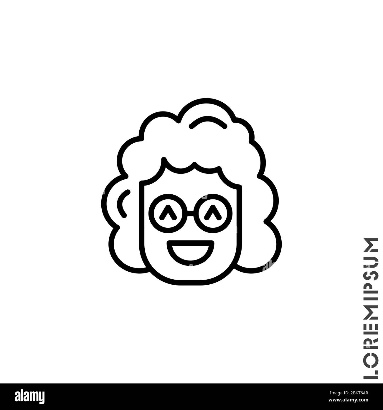 Lachend, Emoticon Mädchen, Frau Ikone. Spaß, Gesicht Vektor. Humor, Lächeln, Smiley, positives Symbol. Lineares Stilzeichen für mobiles Konzept und Webdesign. Smi Stock Vektor