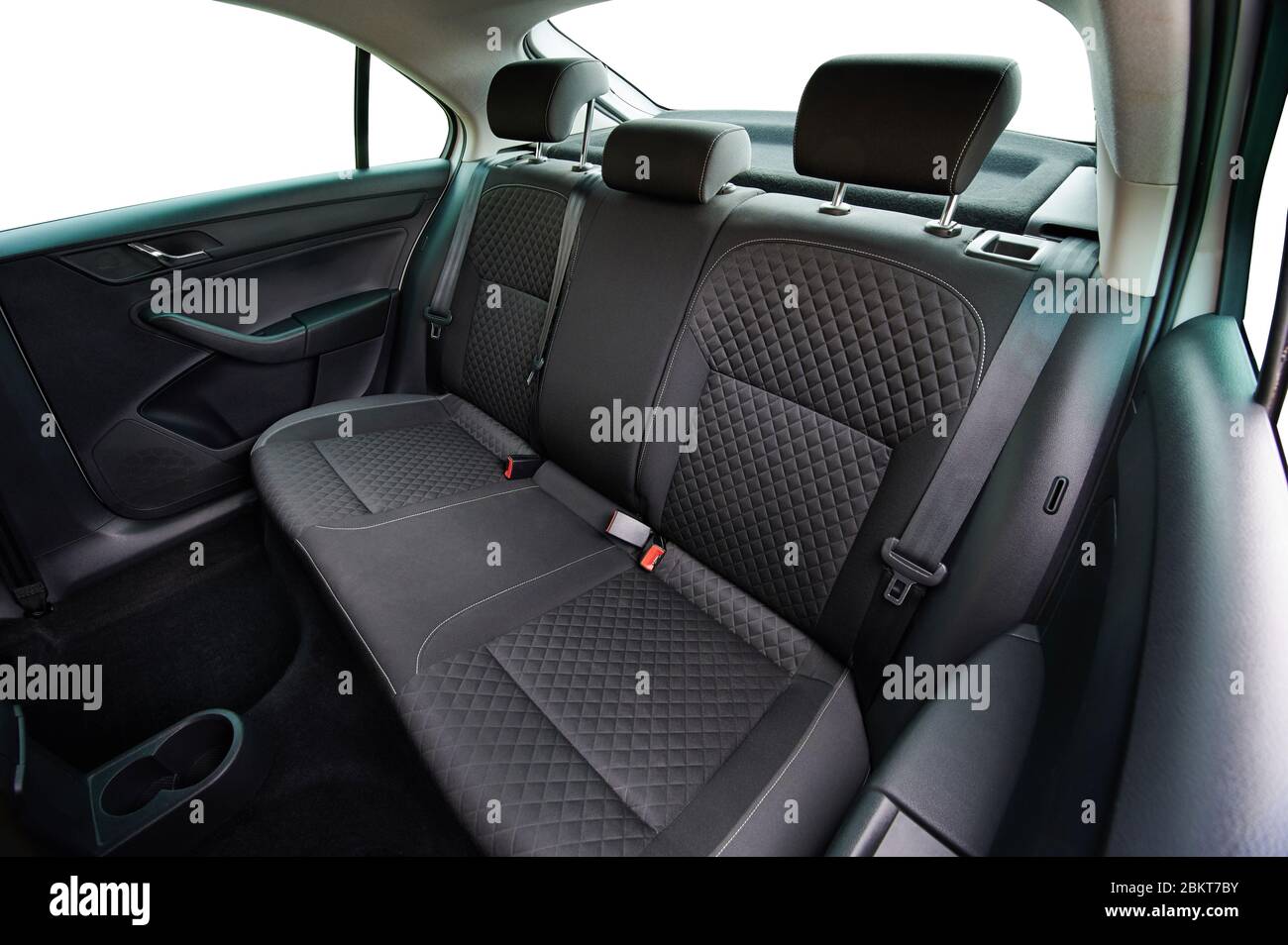Saubere Textil dunkelgrauen Auto Rücksitz über der Draufsicht Stockfoto