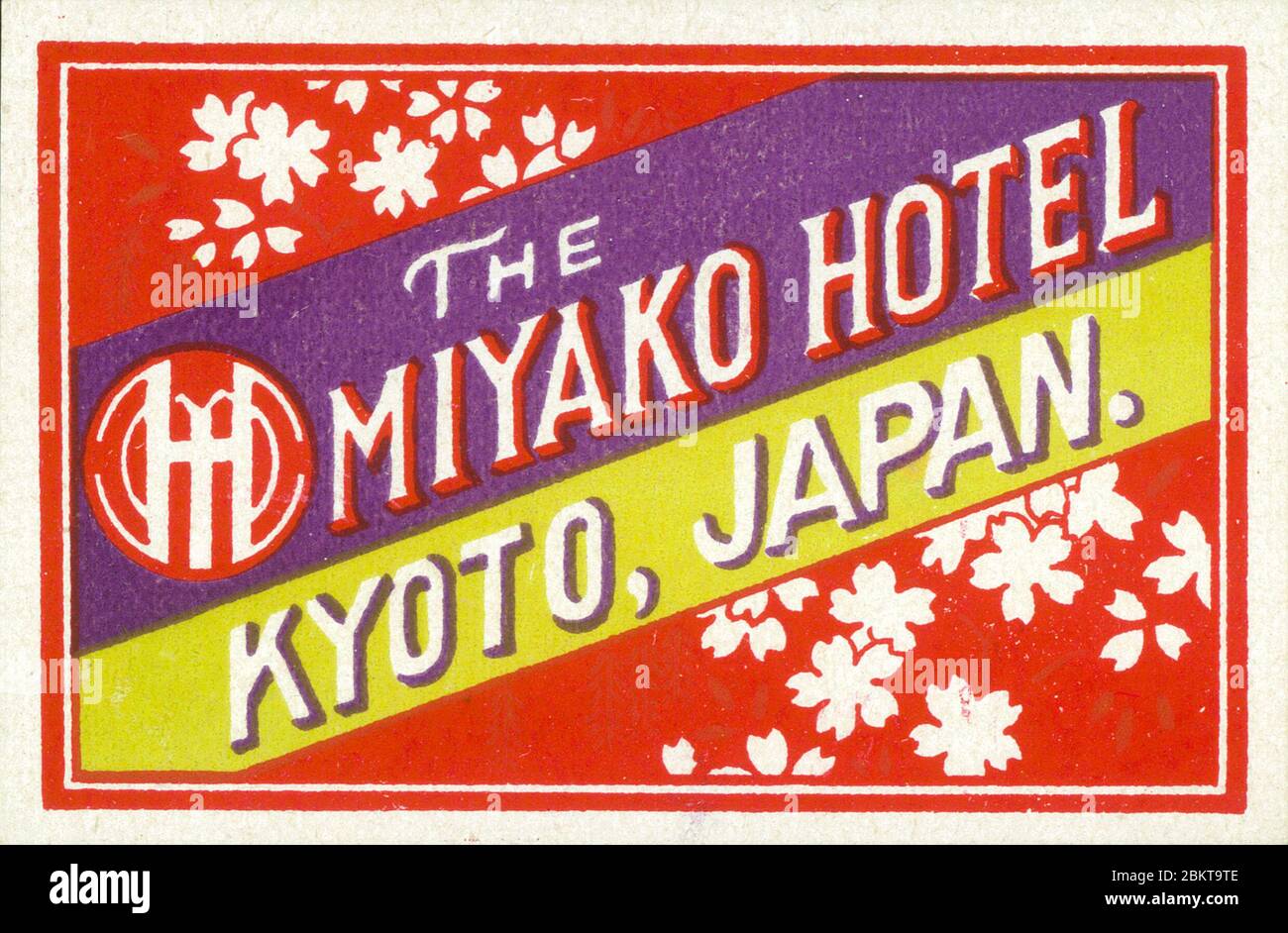 [ Japan des frühen 20. Jahrhunderts - Hotel Luggage Label ] - Gepäcketikett für das Miyako Hotel in Kyoto. Vintage-Gepäcketikett aus dem 20. Jahrhundert. Stockfoto