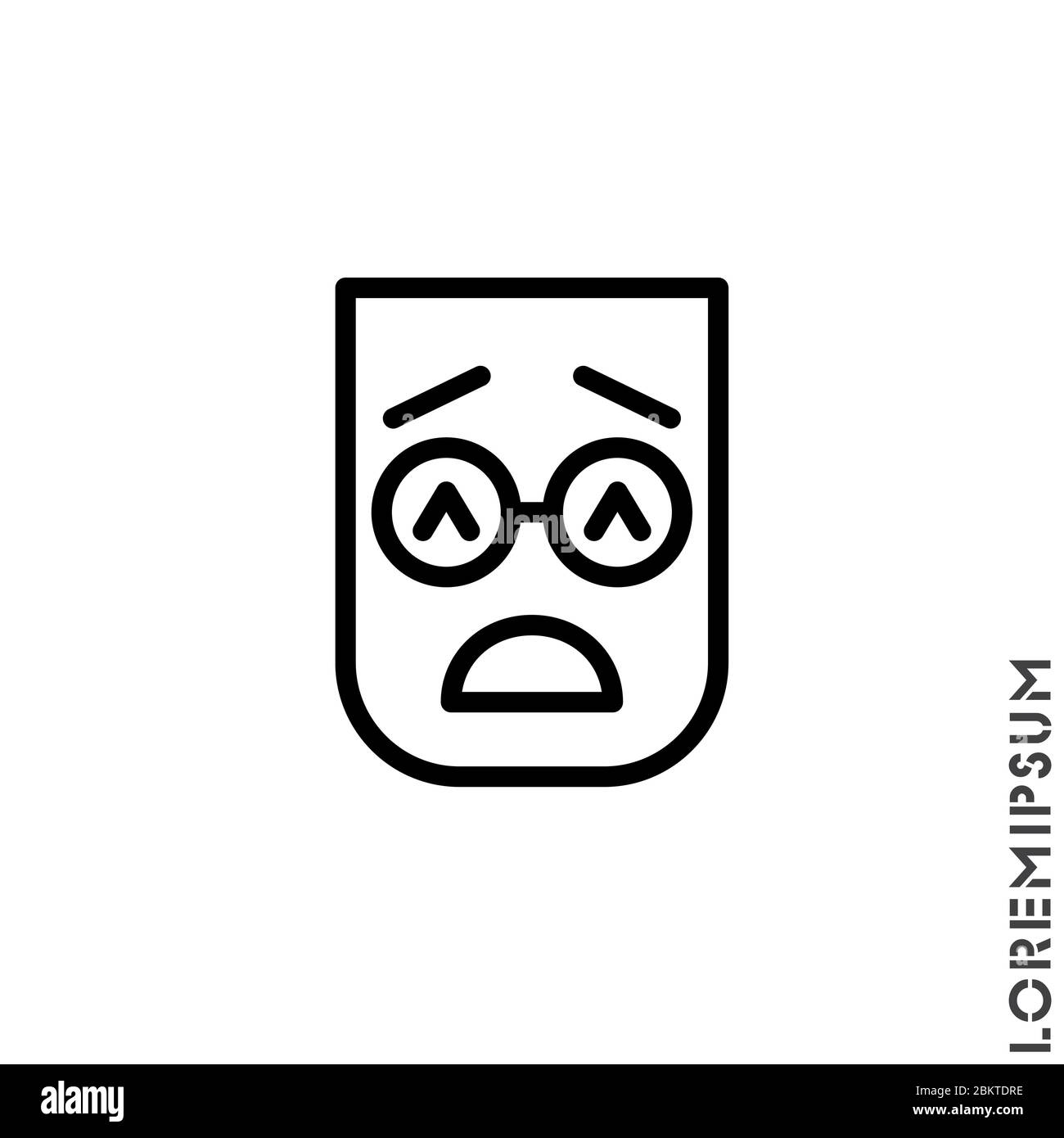 Traurig Aufgeben Müde Emoticon Symbol Vektor Illustration. OutlineStil