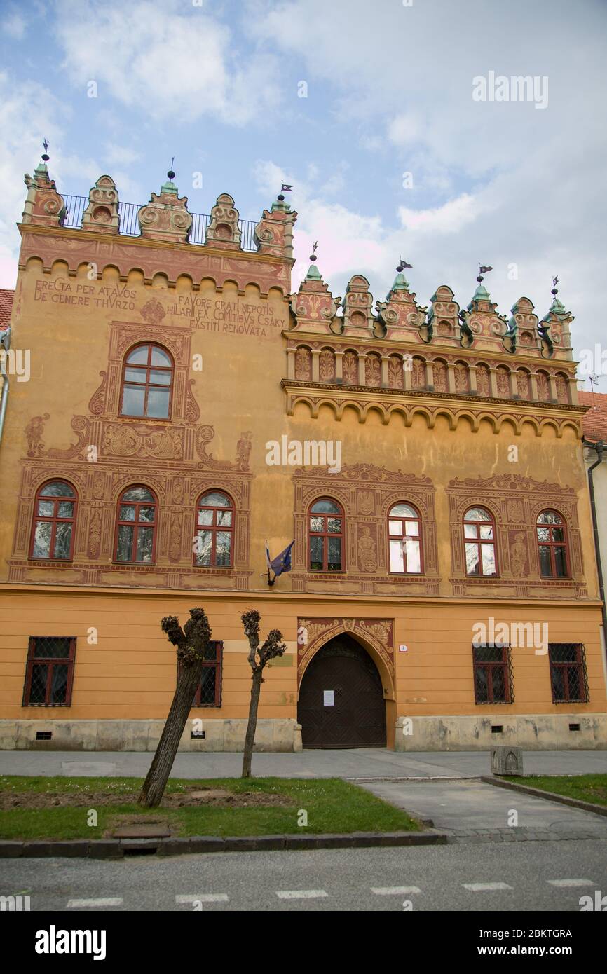 Historische Gebäude in Platz in Levoca in der Slowakei Stockfoto