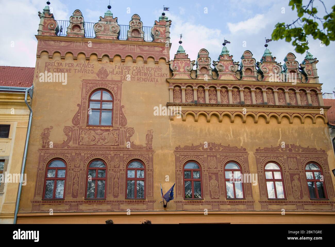 Historische Gebäude in Platz in Levoca in der Slowakei Stockfoto