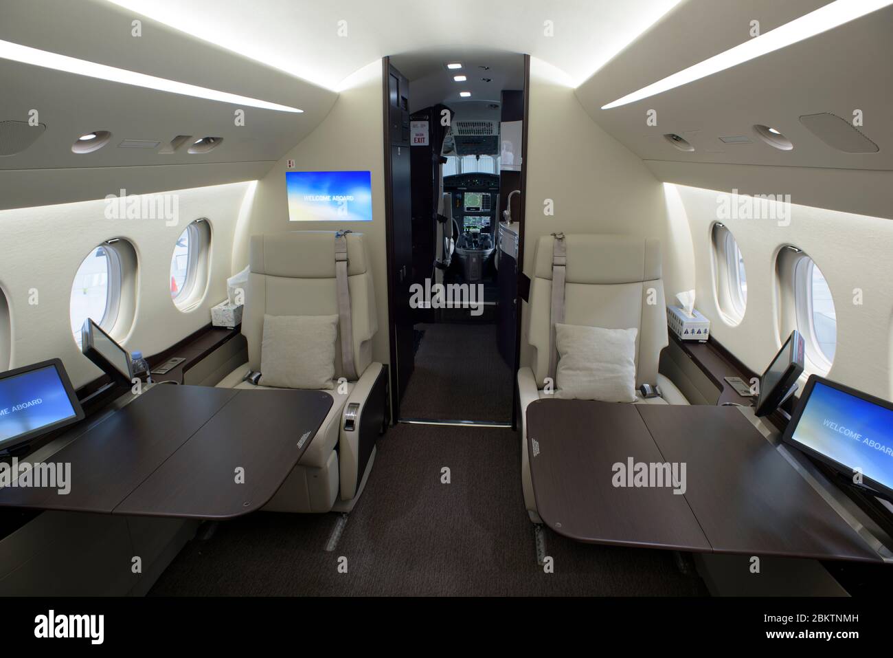 Luxus-Interieur eines privaten Flugzeugs Stockfoto