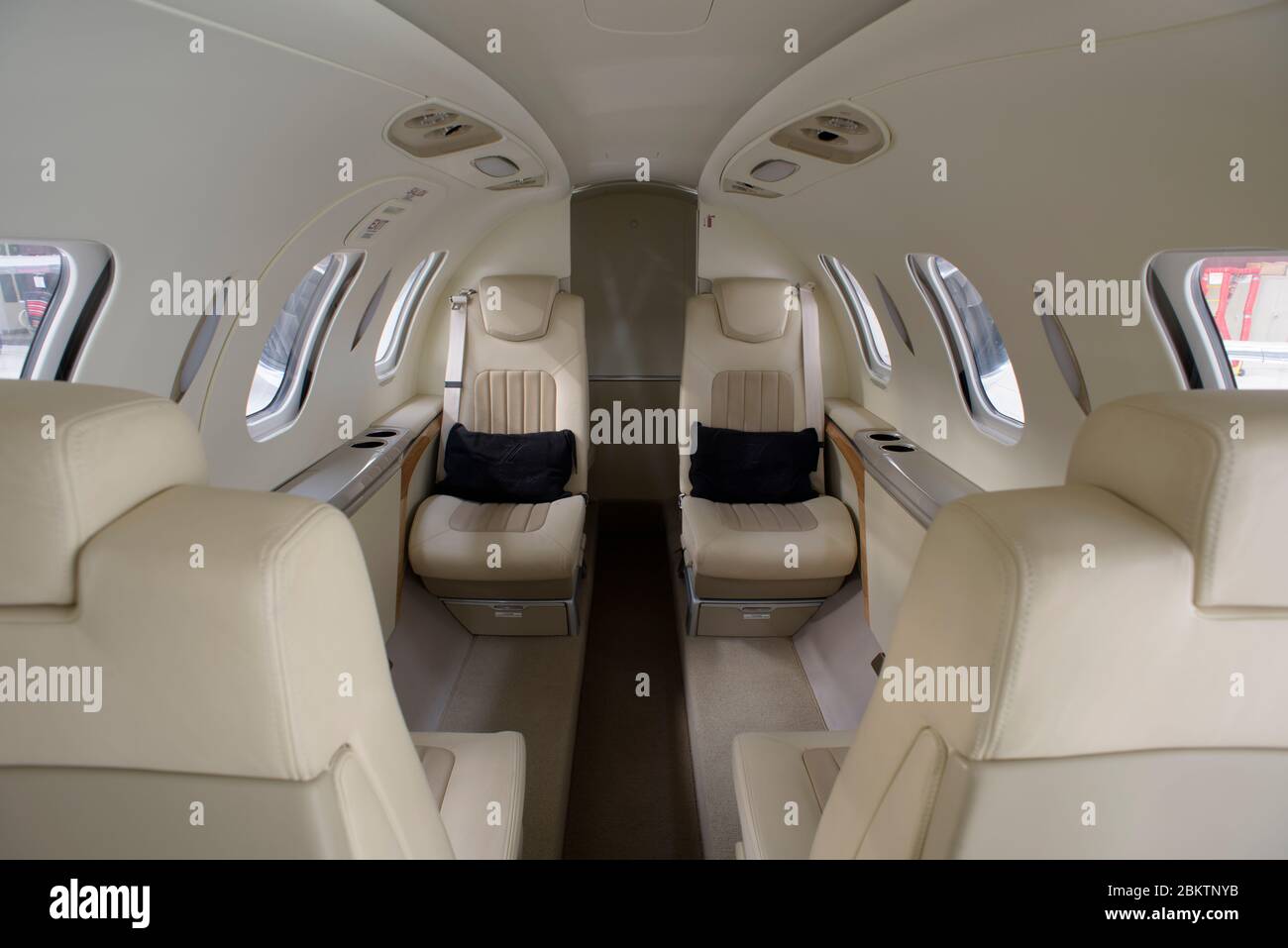 Luxus-Interieur eines privaten Flugzeugs Stockfoto