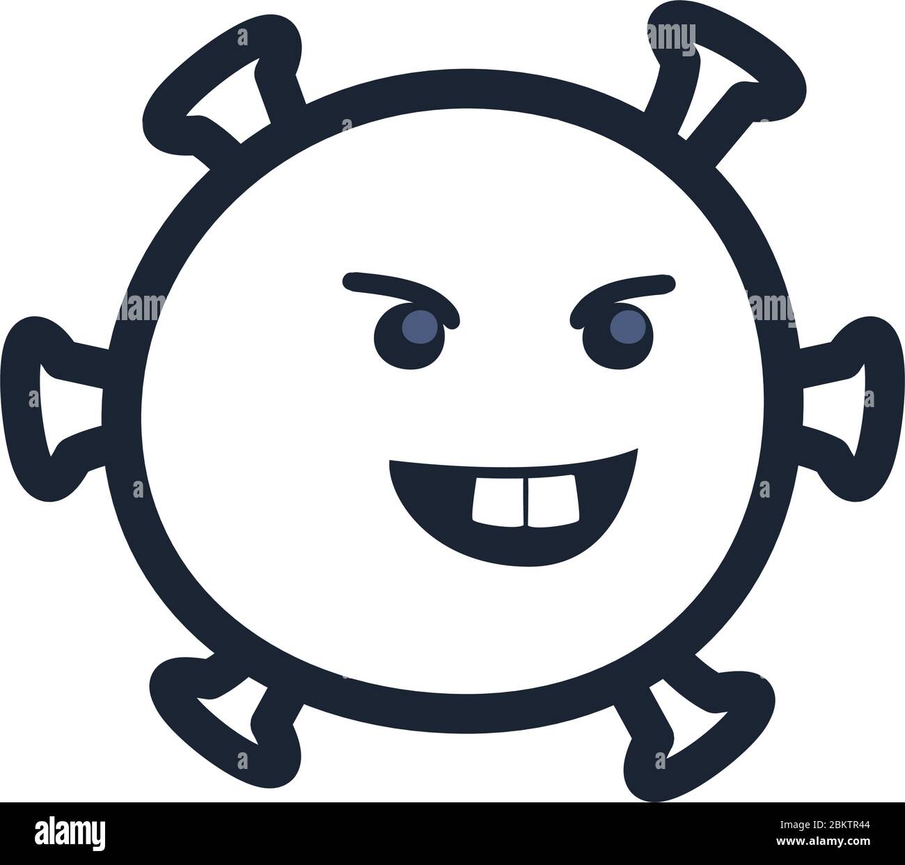 Teufel emoji covid 19 Virus Linie Stil Icon Design, Cartoon Emoticon und Social Media Thema Vektor-Illustration Stock Vektor