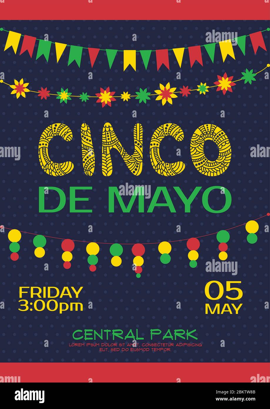 Poster zur Einladung von Cinco de Mayo. Mexikanische Party Stock Vektor