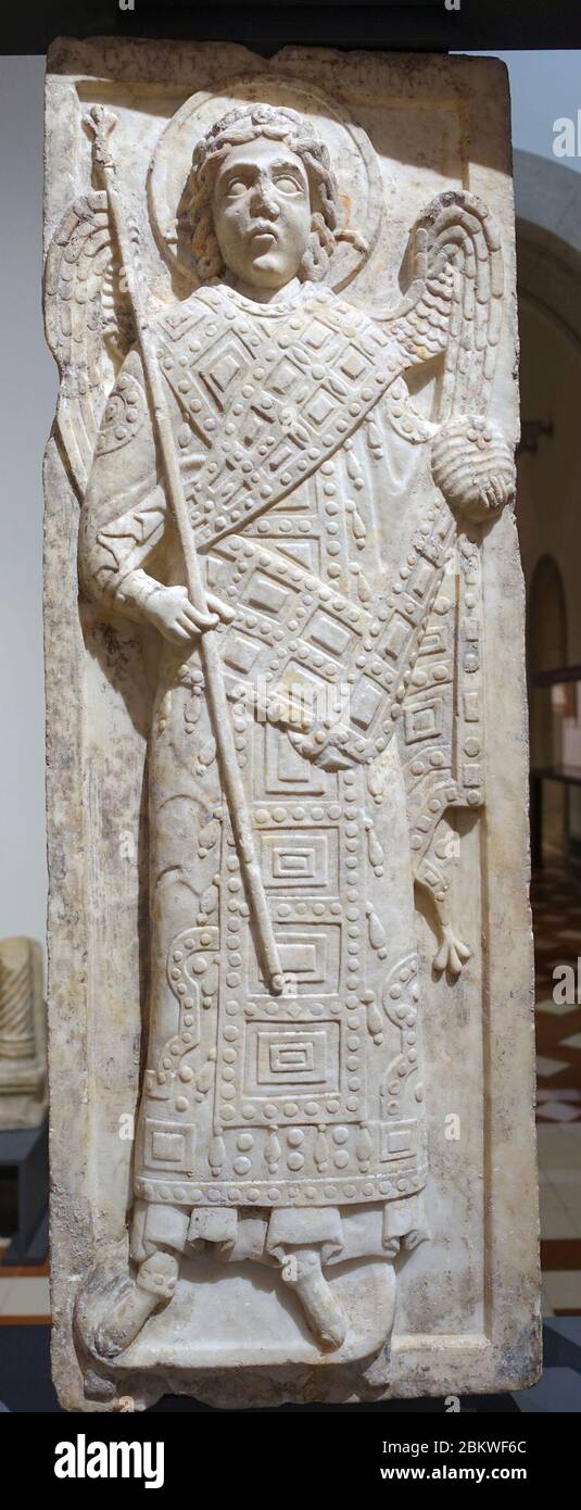 Ikone mit Erzengel Michael in Relief, Konstantinopel, 1250-1275, Marmor Stockfoto