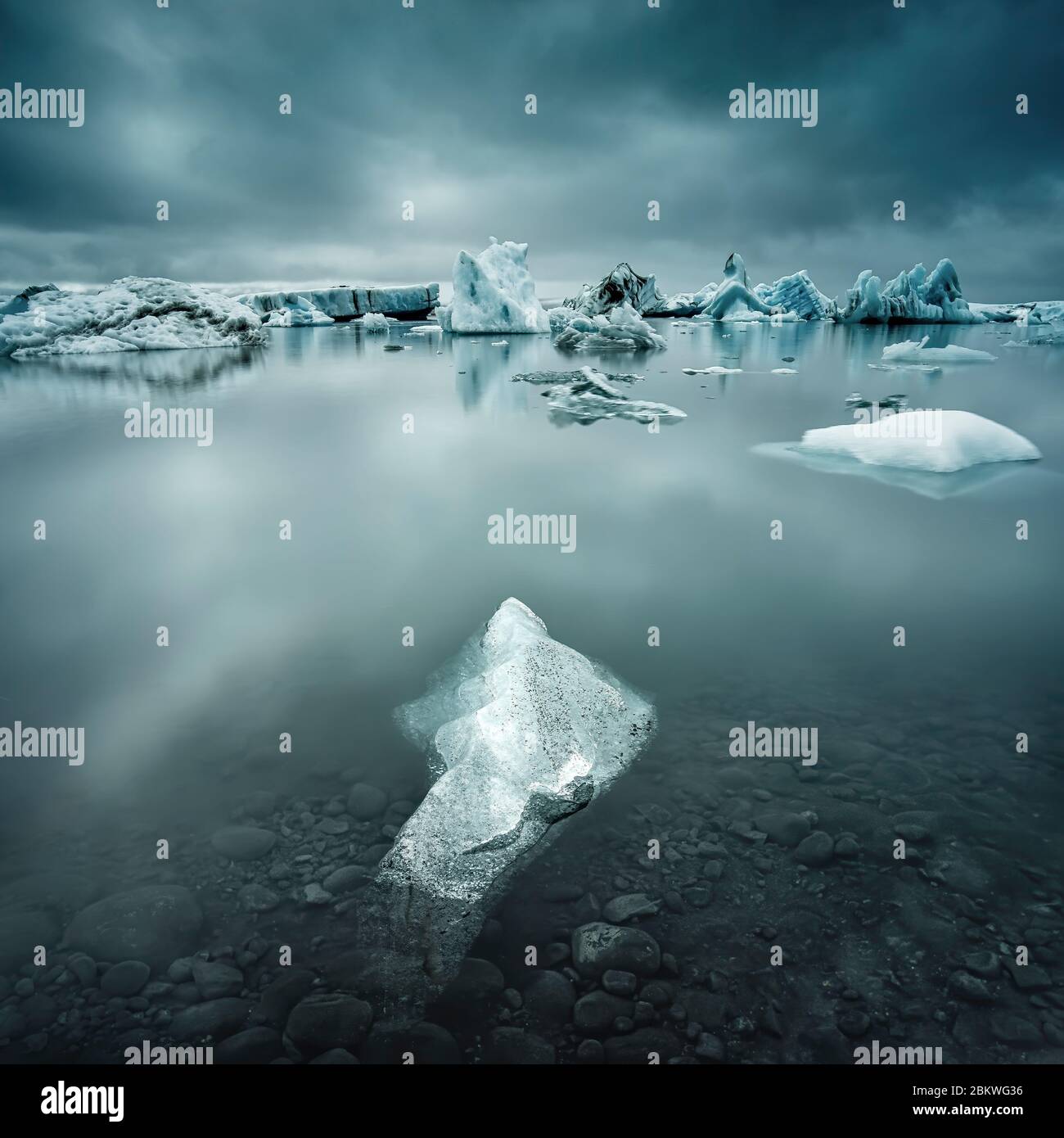 Eisberge in der Gletscherlagune Jökulsárlón, Island Stockfoto