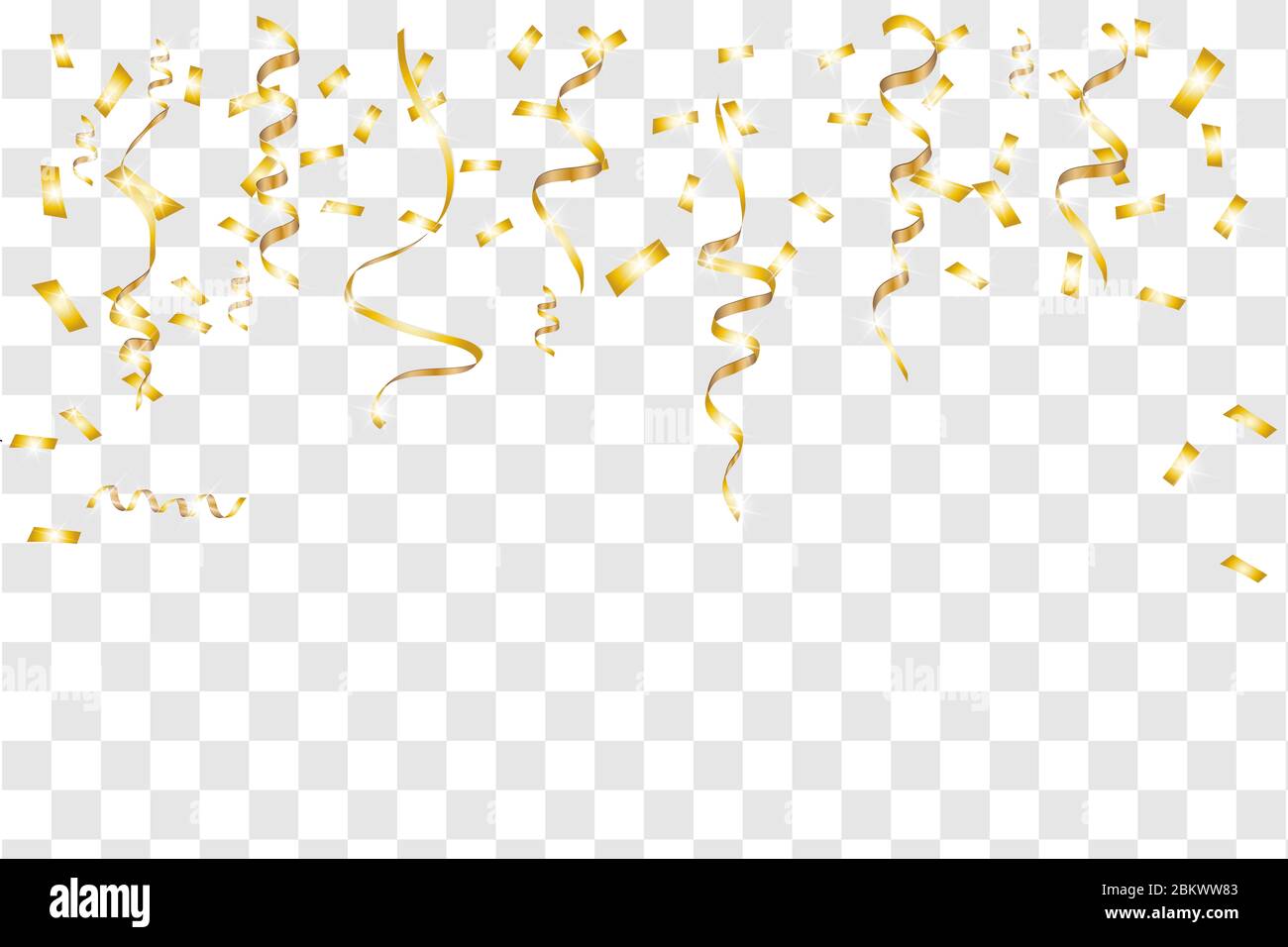 Golden Konfetti isoliert. Konfetti platzen. Festliche Vektorgrafik Stockfoto