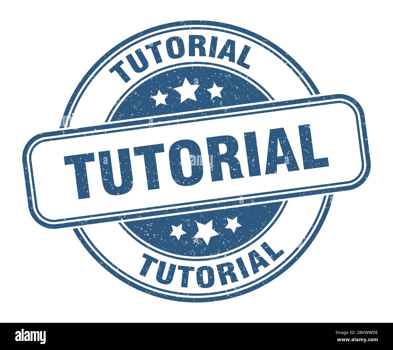 Tutorial Stempel. Tutorial runder Grunge Zeichen. Etikett Stock Vektor