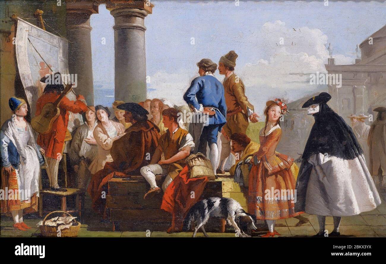 Il Cantastorie (der Balladensänger) von Giovanni Battista Tiepolo. Stockfoto