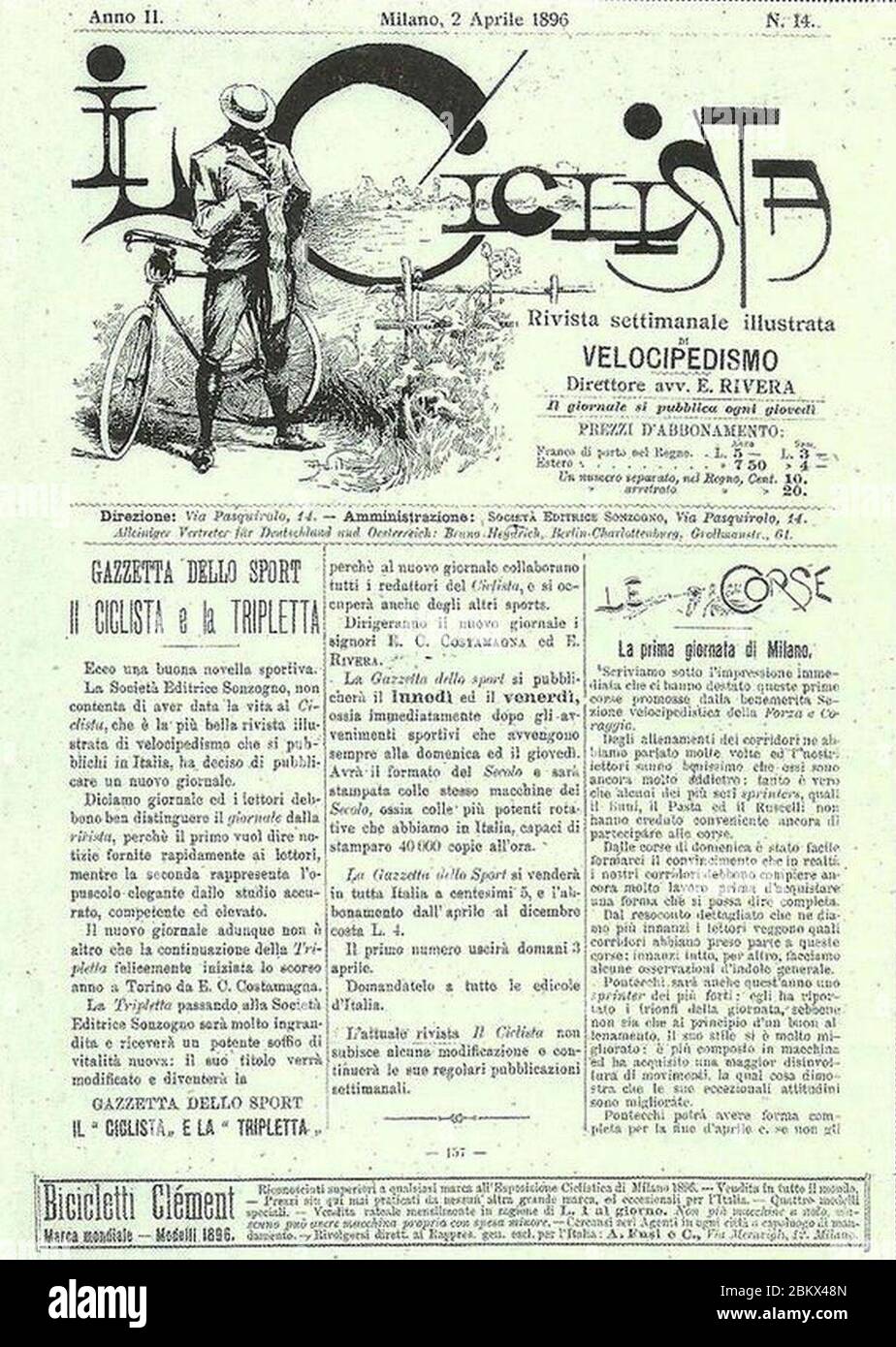 Il Ciclista 1896. Stockfoto