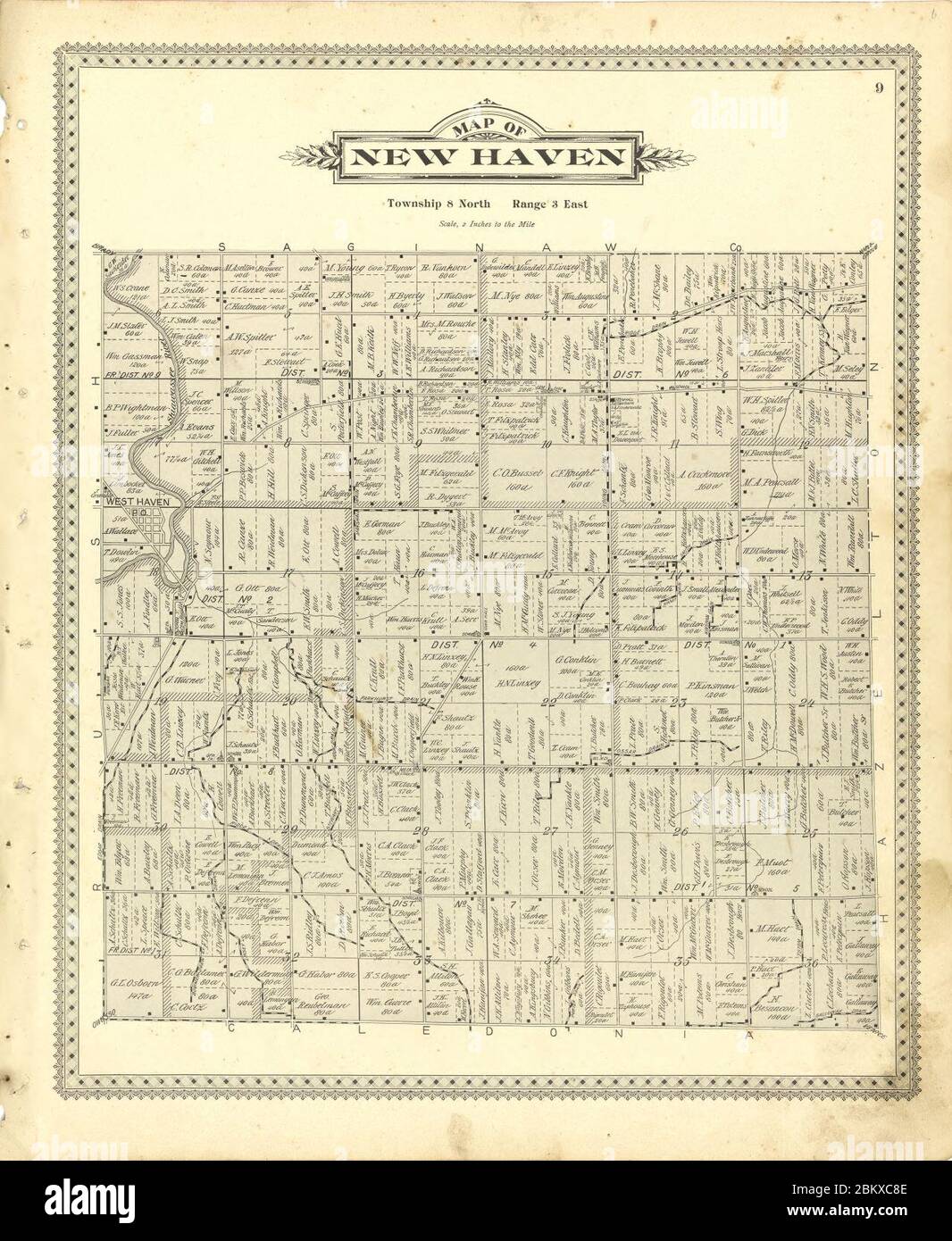 Illustrierter Atlas von Shiawassee County, Michigan - zusammengestellt und veröffentlicht aus aktuellen Umfragen, offiziellen Aufzeichnungen und persönlichen Untersuchungen - einschließlich kurzer biographischer Skizzen des Unternehmungsgeschisses Stockfoto