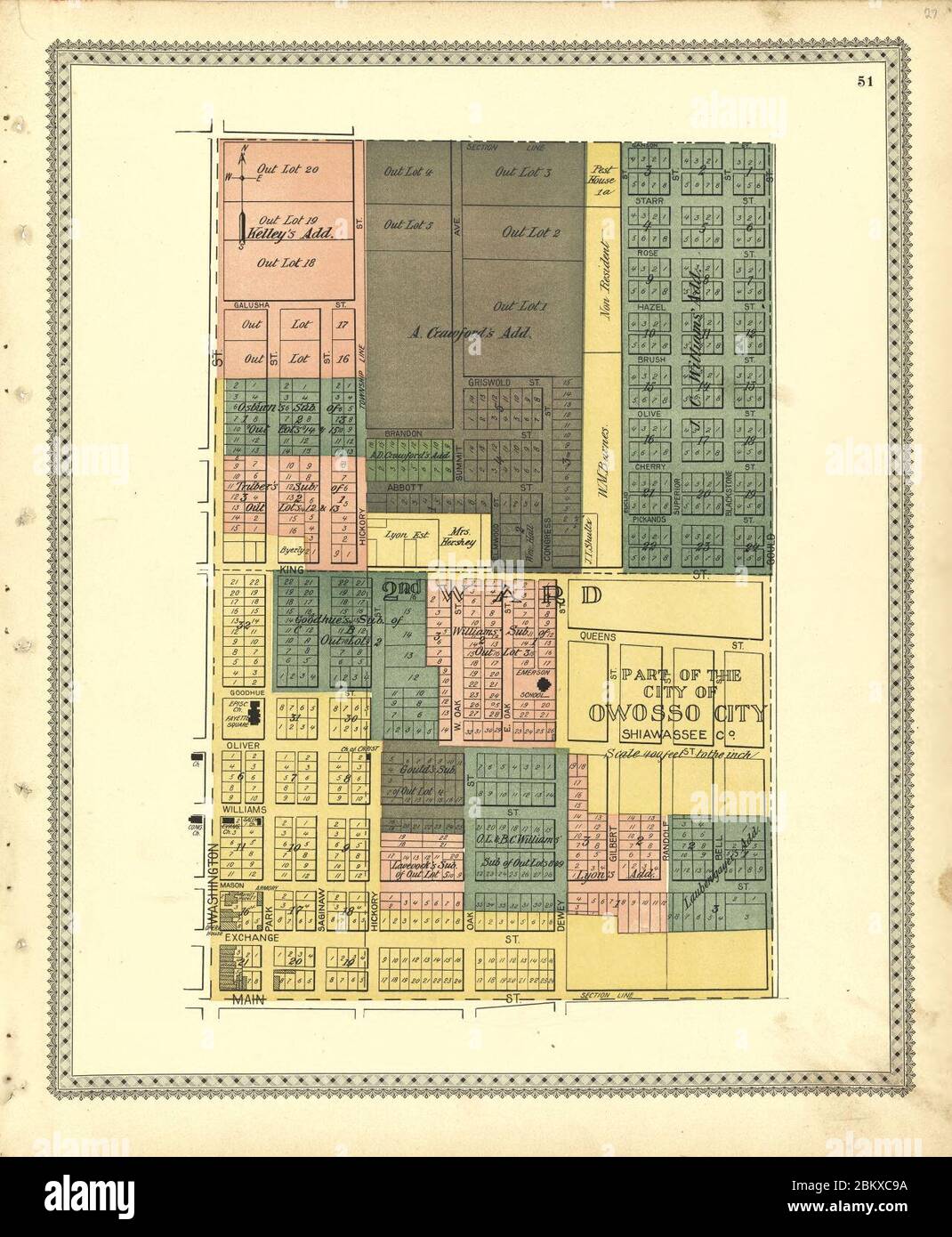 Illustrierter Atlas von Shiawassee County, Michigan - zusammengestellt und veröffentlicht aus aktuellen Umfragen, offiziellen Aufzeichnungen und persönlichen Untersuchungen - einschließlich kurzer biographischer Skizzen des Unternehmungsgeschisses Stockfoto