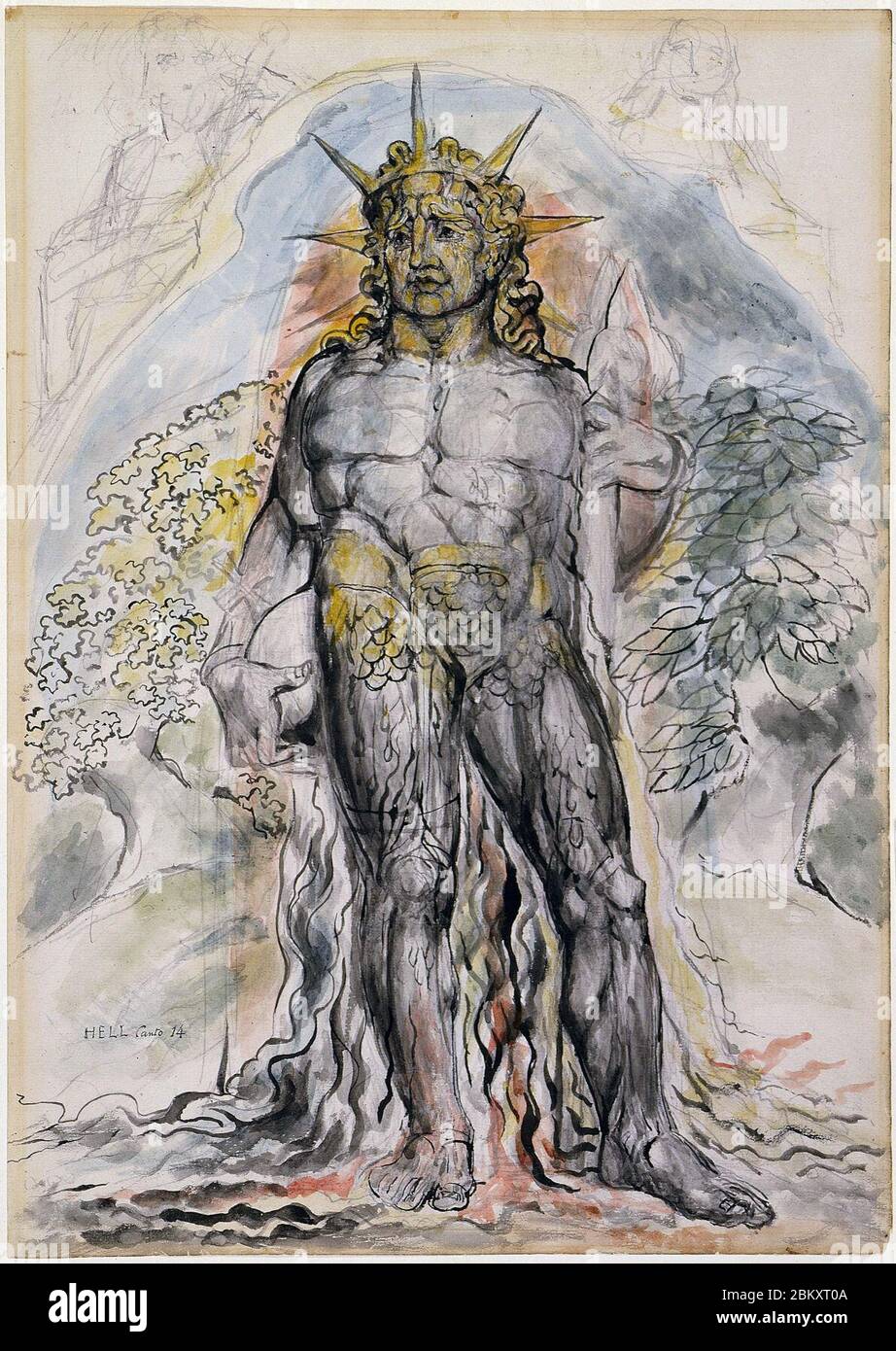 Illustrationen zu Dantes Göttlicher Komödie Objekt 30 Butlin 812-28 rectoDie symbolische Figur des von Vergil beschriebenen Kurses der Menschheitsgeschichte. Stockfoto