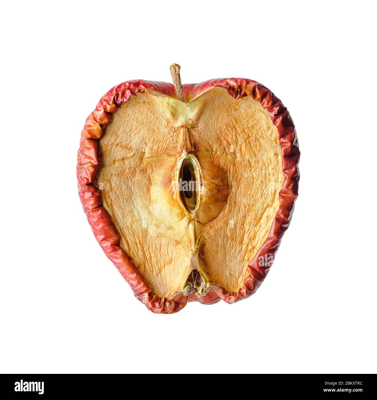 Fauler Apfel in der Hälfte geschnitten, Alterung oder Krankheit Konzept Stockfoto