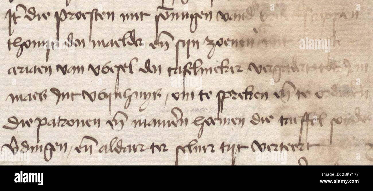 ILVB Register 1469-1478 fol 208r Line 09-14 Farbversion. Stockfoto