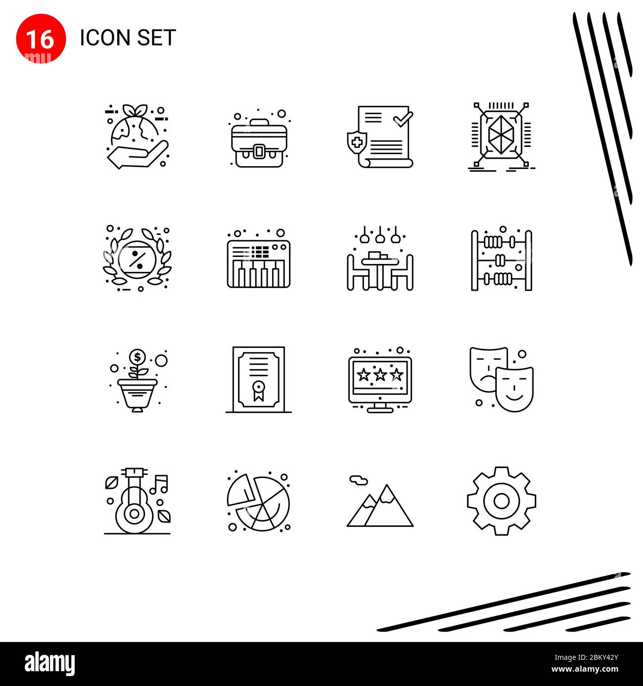 Modernes Set von 16 Outlines Piktogramm von Tag, schnell, Tasche, Prototyping, Schild editierbare Vektor Design-Elemente Stock Vektor