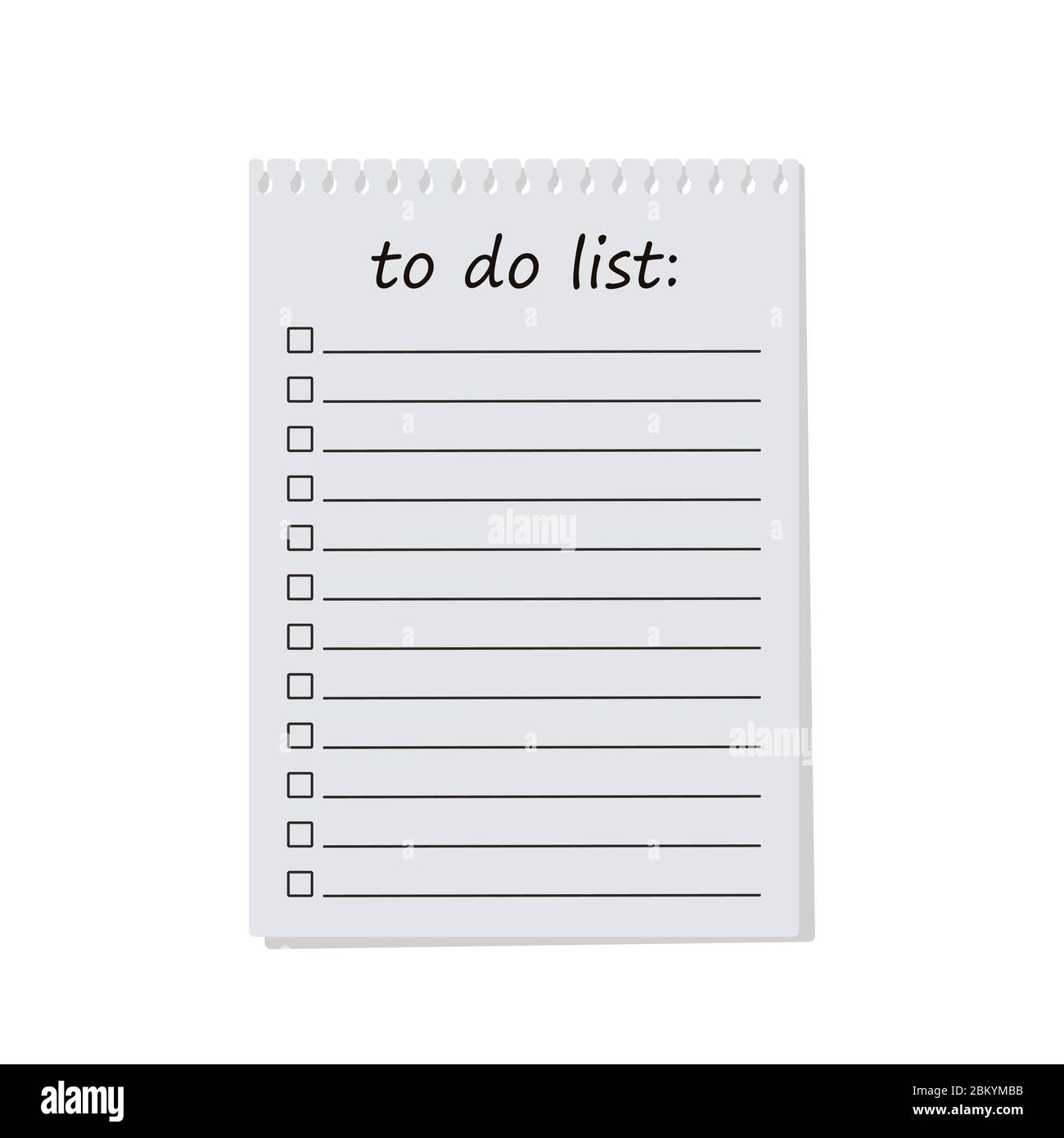 Liste mit leeren Kontrollkästchen erstellen. Vektorgrafik Stockfoto