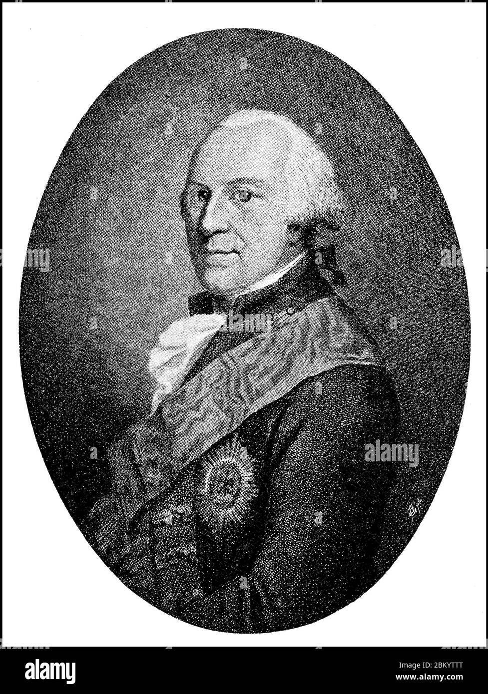 Karl Wilhelm Ferdinand von Braunschweig-Wolfenbüttel, 9. Oktober 1735 - 10. November 1806, war ein deutscher Fürst, der Herzog von Braunschweig und Lüneburg und ab 26. März 1780 Herrscher in Teilfürstentum Braunschweig-Wolfenbüttel / Karl Wilhelm Ferdinand von Braunschweig-Wolfenbüttel, 9. Oktober 1735 - 10. November 1806, war ein deutscher Fürst, ererbter Herzog zu Braunschweig und Lüneburg und ab 26. März 1780 Landesherr im Teilfürstentum Braunschweig-Wolfenbüttel, historisch, historisch, digital verbesserte Reproduktion eines Originals aus dem 19. Jahrhundert / Digitale Reproduktion einer O Stockfoto