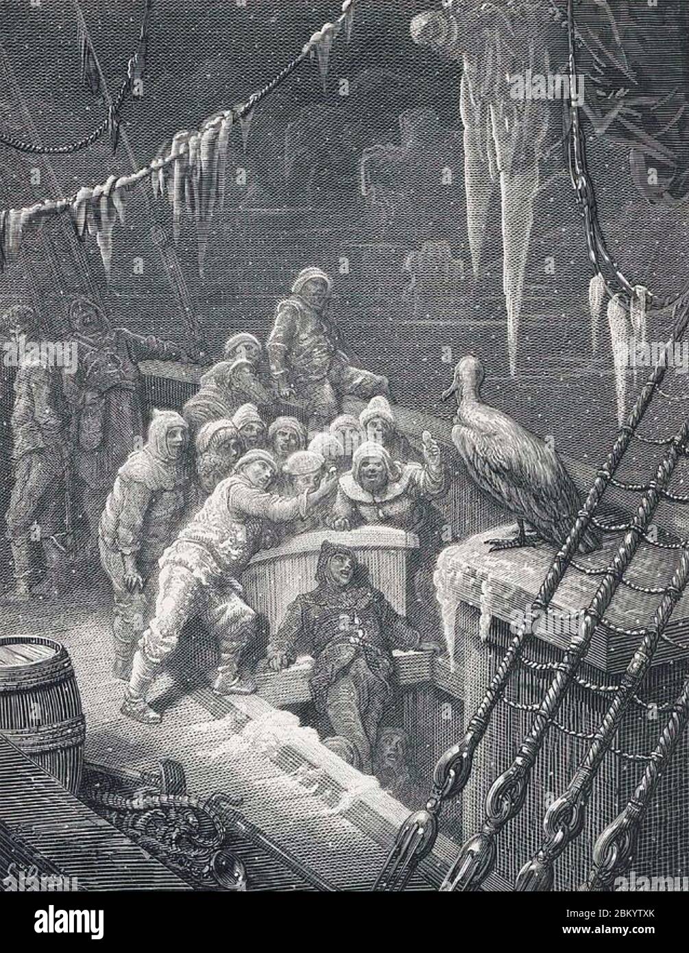 DER RIM DES ANTIKEN MARINERS von Samuel Taylor Coleridge, 1798. Die Crew beobachtet nervös die Albatros. Stockfoto