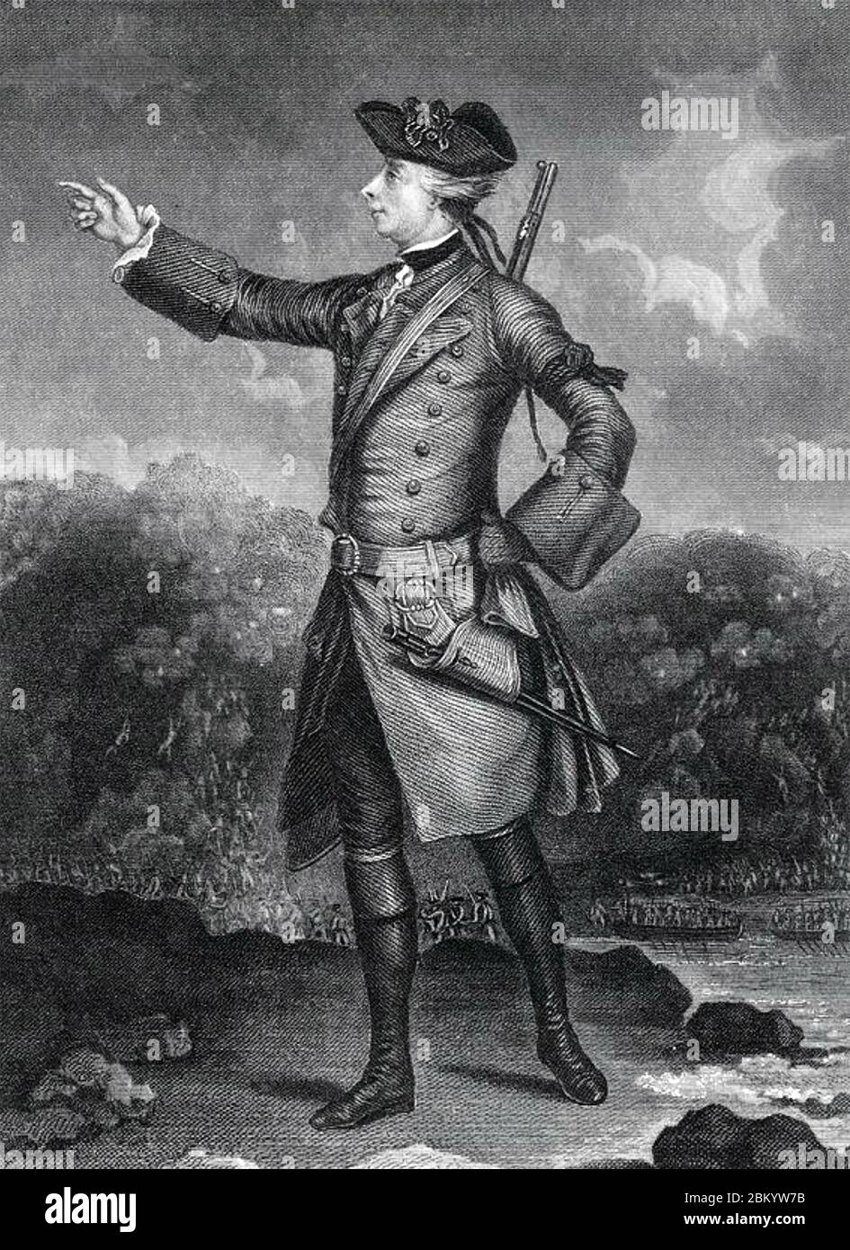 JAMES WOLFE (1727-1759) Offizier der Brit9sh Armee auf dem Höhepunkt der Schlacht in der Ebene von Abraham, Quebec getötet. Stockfoto