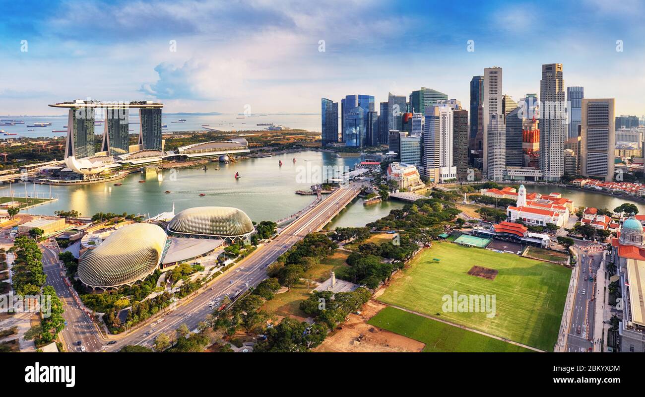 Marina Bay - Singapur Luftaufnahme am Tag Stockfoto