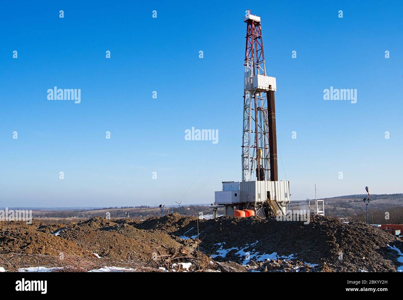 Ansicht des Gerätes einer Ölbohranlage, Sibirien, Russland Stockfoto