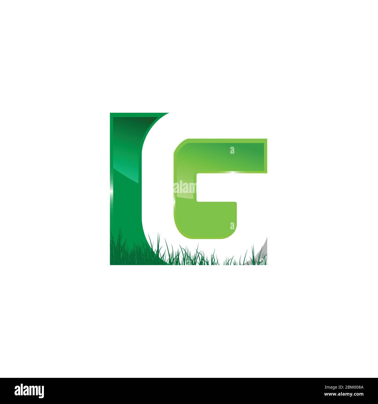 Typografie Buchstabe G Landschaftsbau Logo Design Vektor. Buchstabe G mit Gras im negativen Raum für Haus Landschaftsbau Logo-Design Stock Vektor