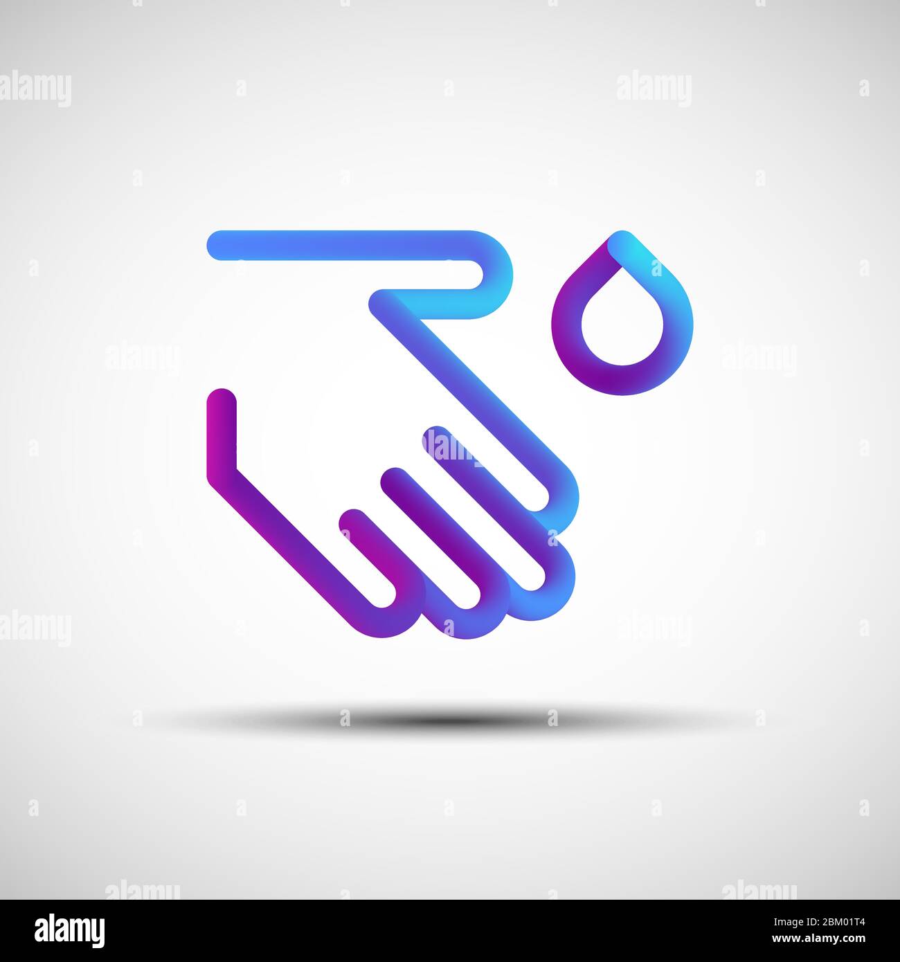Symbol für die gemischte Linie für Waschhände. Vektor-Illustration von flüssigen 3d-Hand mit Drop-Symbol, Logo, Zeichen oder Emblem auf weißem Hintergrund Stock Vektor