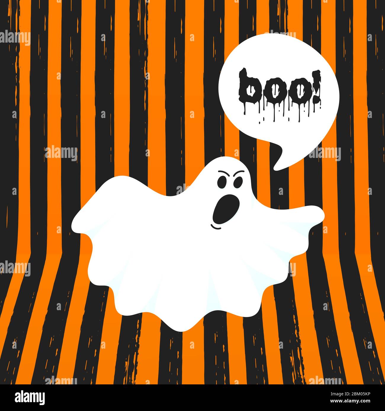 Boo Geist halloween Nachricht Konzept. Fliegende halloween lustig gruselige Geist Charakter sagen BOO mit Text Raum in der Sprechblase Vektor-Illustration ist Stock Vektor