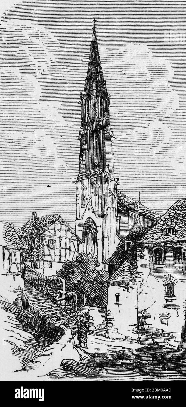 Èglise de Rheinbrohl, Le Rhin von Victor Hugo, Paris um 1843 Stockfoto