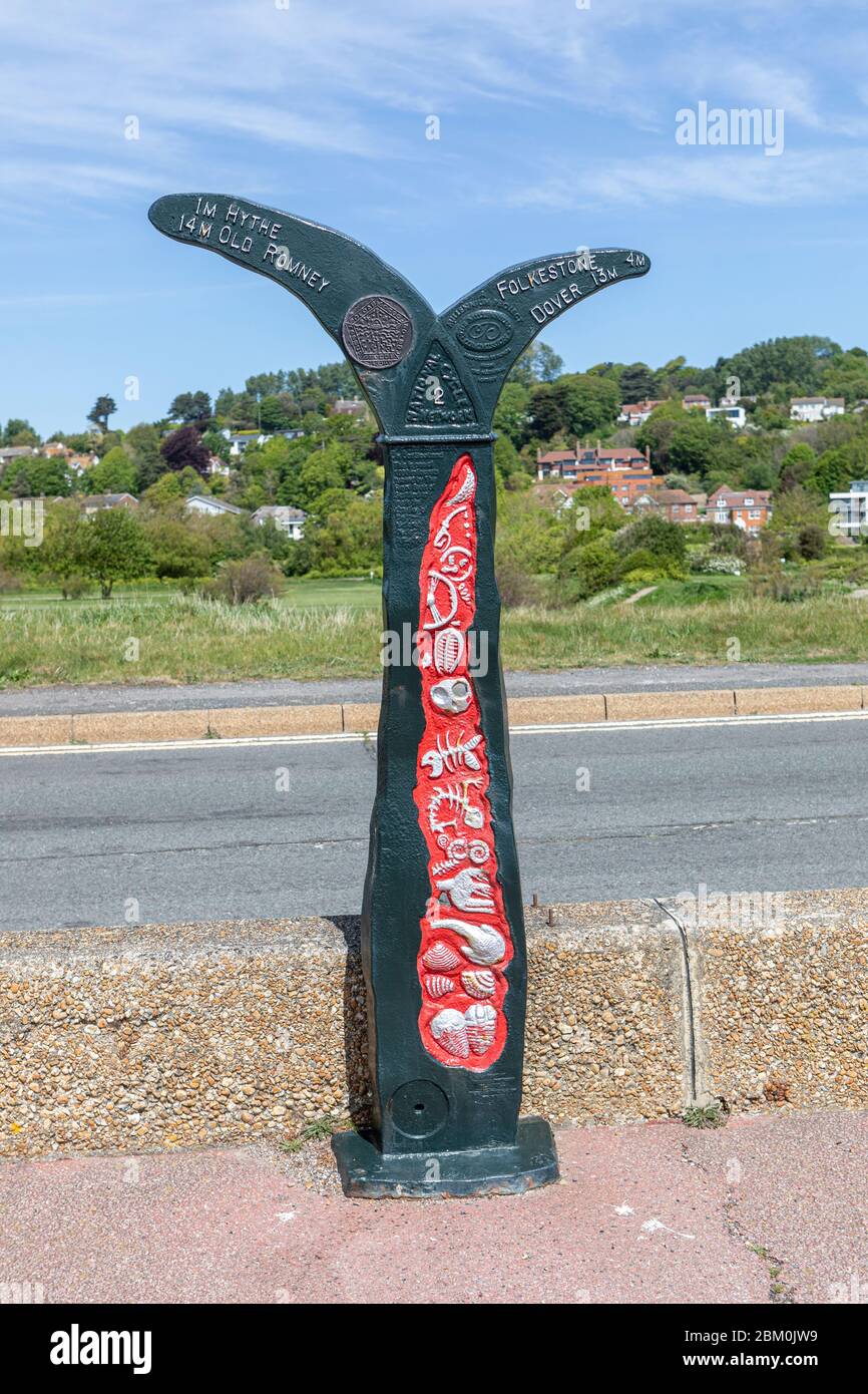 Ein nationales Fahrradnetz Schild in Hythe, Kent Stockfoto