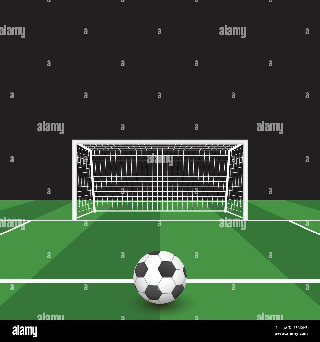Fußball auf dem Rasen vor dem Ziel Vektor-Illustration Stock Vektor